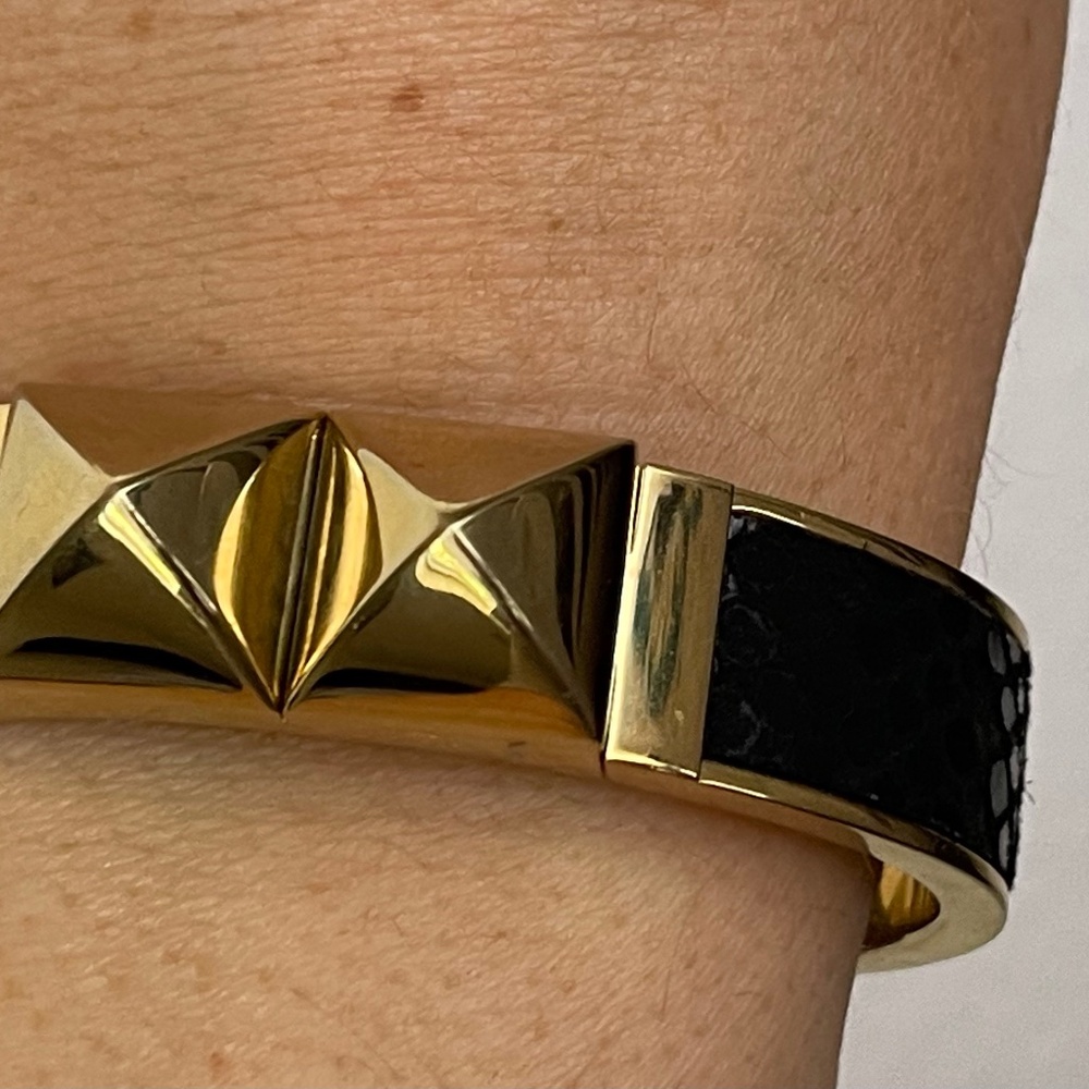 Michael Kors Python Embossed Black Leather Gold T… - image 3